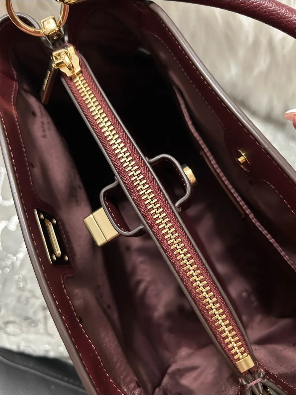 NWT Kate Spade Burgundy Quilted Floral Top-Handle Satchel and matching wallet